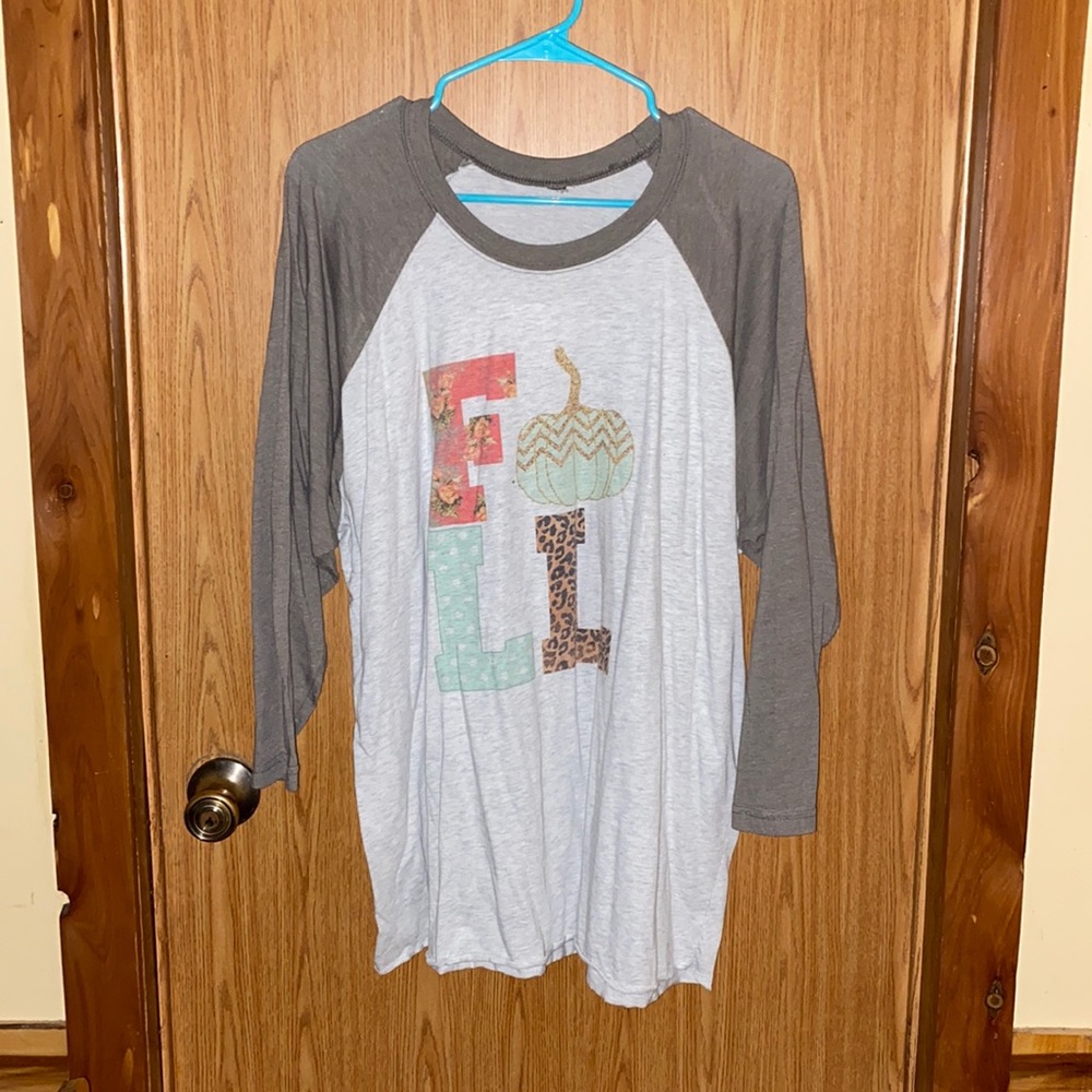Woman’s plus size 3/4 sleeve Fall shirt